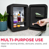 Frigidaire 15 Can/10 Liter Beauty Lighted Mirror Mini Personal Fridge Cooler, Black