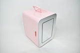 Frigidaire 15 Can/10 Liter Beauty Lighted Mirror Mini Personal Fridge Cooler, Pink