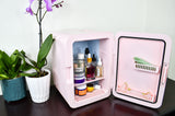 Frigidaire 15 Can/10 Liter Beauty Lighted Mirror Mini Personal Fridge Cooler, Pink