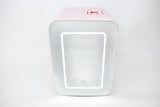 Frigidaire 15 Can/10 Liter Beauty Lighted Mirror Mini Personal Fridge Cooler, Pink