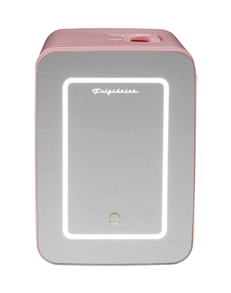 Frigidaire 15 Can/10 Liter Beauty Lighted Mirror Mini Personal Fridge Cooler, Pink