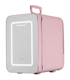 Frigidaire 15 Can/10 Liter Beauty Lighted Mirror Mini Personal Fridge Cooler, Pink