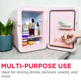 Frigidaire 15 Can/10 Liter Beauty Lighted Mirror Mini Personal Fridge Cooler, Pink