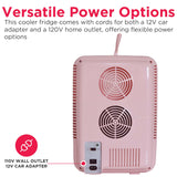 Frigidaire 15 Can/10 Liter Beauty Lighted Mirror Mini Personal Fridge Cooler, Pink