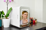 Frigidaire 15 Can/10 Liter Beauty Lighted Mirror Mini Personal Fridge Cooler, White