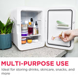 Frigidaire 15 Can/10 Liter Beauty Lighted Mirror Mini Personal Fridge Cooler, White