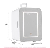 Frigidaire 15 Can/10 Liter Beauty Lighted Mirror Mini Personal Fridge Cooler, White