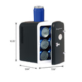 Frigidaire 6 +1 Can Mini Personal Fridge Cooler, With Cooling Can Holder On Top, Black