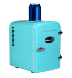 Frigidaire 6 +1 Can Mini Personal Fridge Cooler, With Cooling Can Holder On Top, Blue