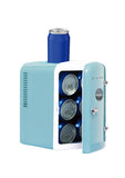 Frigidaire 6 +1 Can Mini Personal Fridge Cooler, With Cooling Can Holder On Top, Blue