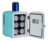 Frigidaire 6 +1 Can Mini Personal Fridge Cooler, With Cooling Can Holder On Top, Blue