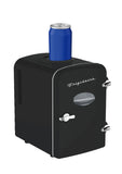 Frigidaire 6 +1 Can Mini Personal Fridge Cooler, With Cooling Can Holder On Top, Black