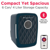 Frigidaire 6 Can/4 Liter Mini Personal Fridge Cooler With Bluetooth Speaker, Azure