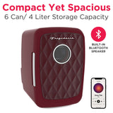 Frigidaire 6 Can/4 Liter Mini Personal Fridge Cooler With Bluetooth Speaker, Merlot