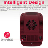Frigidaire 6 Can/4 Liter Mini Personal Fridge Cooler With Bluetooth Speaker, Merlot