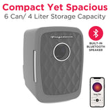 Frigidaire 6 Can/4 Liter Mini Personal Fridge Cooler With Bluetooth Speaker Pewter