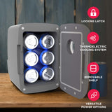 Frigidaire 6 Can/4 Liter Mini Personal Fridge Cooler With Bluetooth Speaker Pewter