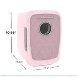 Frigidaire 6 Can/4 Liter Mini Personal Fridge Cooler With Bluetooth Speaker Pink