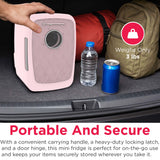 Frigidaire 6 Can/4 Liter Mini Personal Fridge Cooler With Bluetooth Speaker Pink