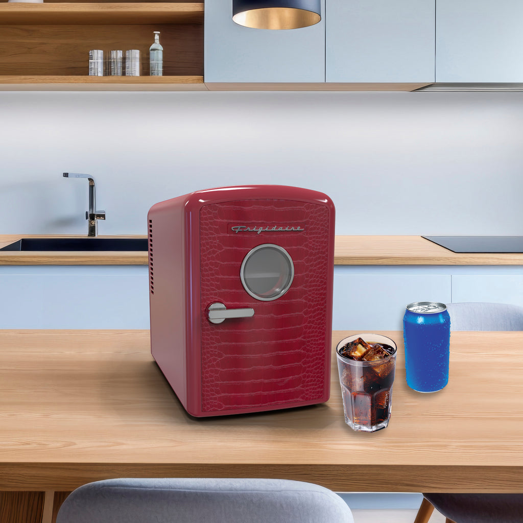 Frigidaire, 9 Can/6 Liter Mini Personal Fridge Cooler, Red Crocodile