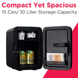 Frigidaire 15 Can/10 Liter Mini Personal Fridge Cooler, Black Stainless Steel
