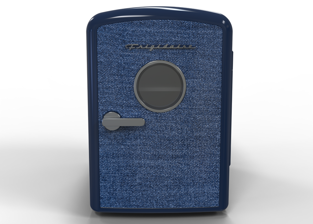 Frigidaire, 9 Can/6 Liter Mini Personal Fridge Cooler, Denim Door, Indigo