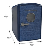 Frigidaire, 9 Can/6 Liter Mini Personal Fridge Cooler, Denim Door, Indigo