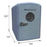 Frigidaire, 9 Can/6 Liter Mini Personal Fridge Cooler, Denim Door, Light Blue