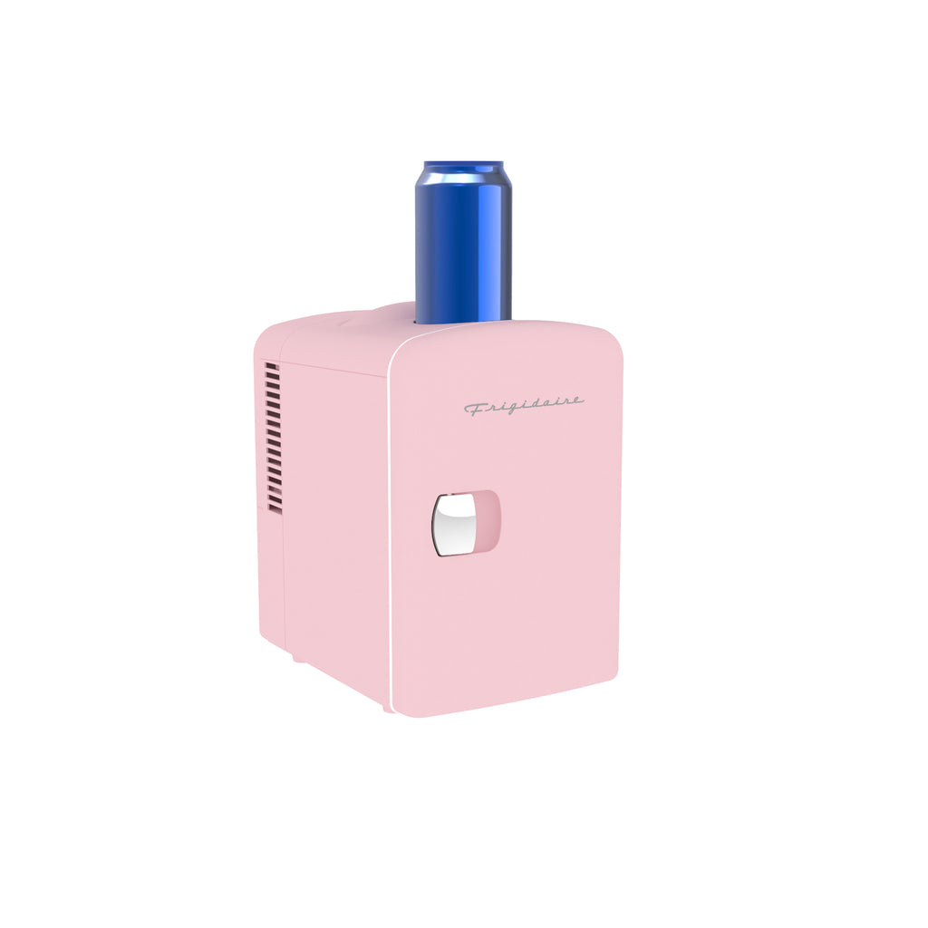 Frigidaire 6 +1 Can Mini Personal Fridge Cooler With Cooling Can Holder On Top, Pink
