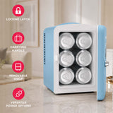 Frigidaire 6 Can/4 Liter Mini Personal Fridge Cooler With Bluetooth® Speaker, Blue