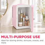 Frigidaire 6 Can/4 Liter Mini Personal Fridge Cooler With Bluetooth® Speaker, Pink