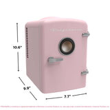 Frigidaire 6 Can/4 Liter Mini Personal Fridge Cooler With Bluetooth® Speaker, Pink