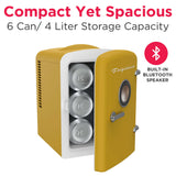 Frigidaire 6 Can/4 Liter Mini Personal Fridge Cooler With Bluetooth® Speaker, Yellow