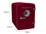 Frigidaire, 9 Can/6 Liter Mini Retro Personal Fridge, Red