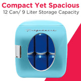 Frigidaire 12 Can/9 Liter Mini Personal Fridge Cooler, Blue