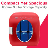 Frigidaire 12 Can/9 Liter Mini Personal Fridge Cooler, Red