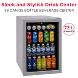 Frigidaire 88 Can/25 Bottle, 2.6 Cu. Ft. Wine/Beverage Center, Glass Door, Grey