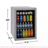Frigidaire 88 Can/25 Bottle, 2.6 Cu. Ft. Wine/Beverage Center, Glass Door, Grey