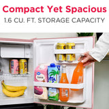 Frigidaire, 1.6 Cu. Ft. Retro Compact Refrigerator, Built-In Side Bottle Opener, Pink