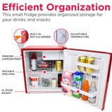Frigidaire, 1.6 Cu. Ft. Retro Compact Refrigerator, Built-In Side Bottle Opener, Red