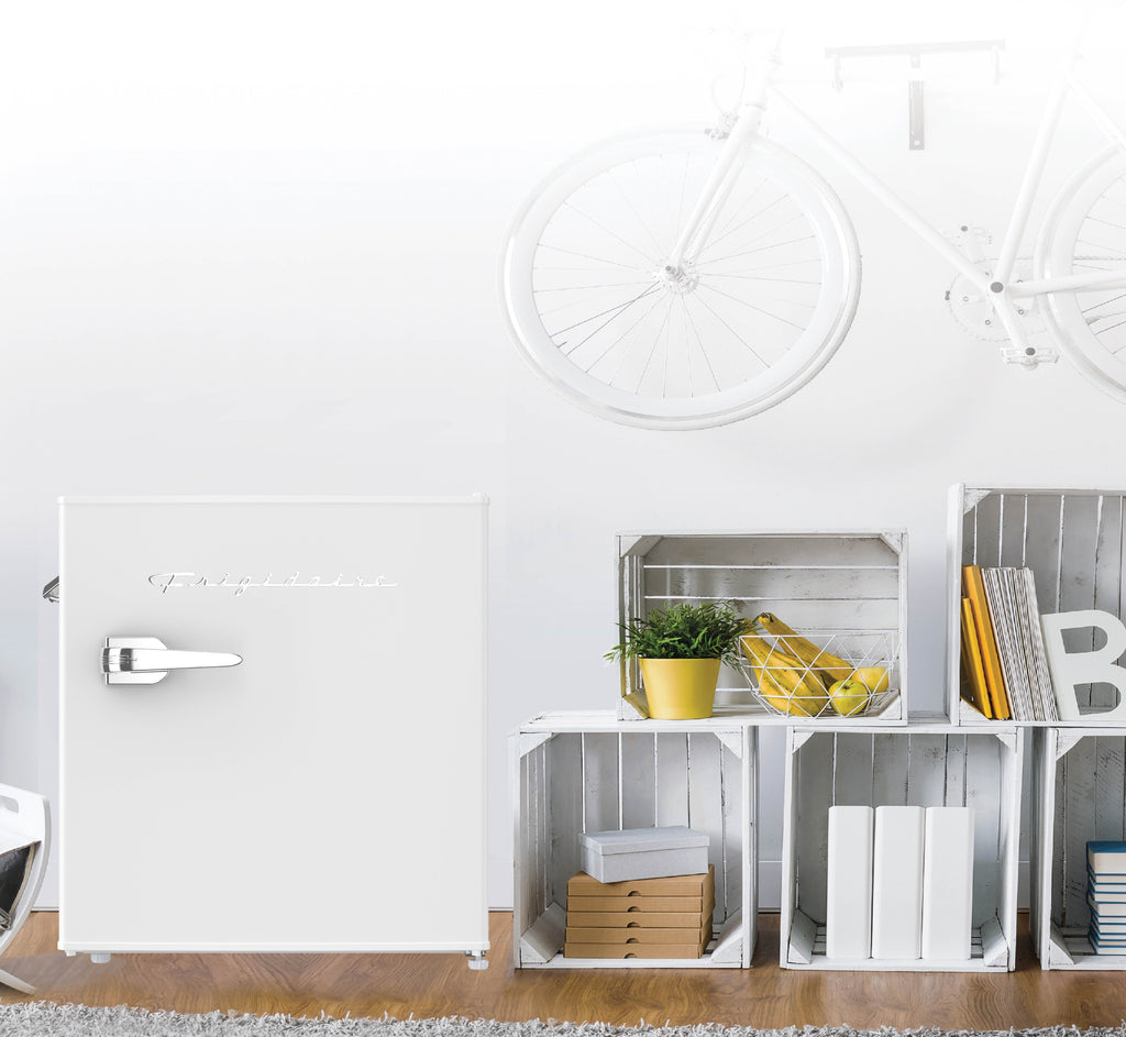 Frigidaire, 1.6 Cu. Ft. Retro Compact Refrigerator, Built-In Side Bottle Opener, White