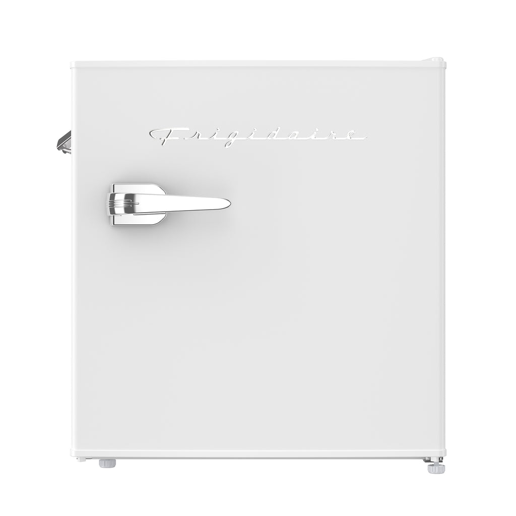 Frigidaire, 1.6 Cu. Ft. Retro Compact Refrigerator, Built-In Side Bottle Opener, White