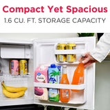 Frigidaire, 1.6 Cu. Ft. Retro Compact Refrigerator, Built-In Side Bottle Opener, White