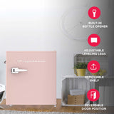 Frigidaire, 1.6 Cu. Ft. Retro Compact Refrigerator, Built-In Side Bottle Opener, Coral