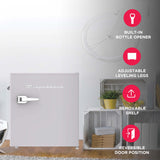 Frigidaire, 1.6 Cu. Ft. Retro Compact Refrigerator, Built-In Side Bottle Opener, Moonbeam