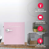 Frigidaire, 1.6 Cu. Ft. Retro Compact Refrigerator, Built-In Side Bottle Opener, Pink