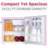 Frigidaire, 1.6 Cu. Ft. Retro Compact Refrigerator, Pink, Built-In Bottle Opener