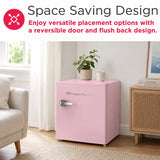 Frigidaire, 1.6 Cu. Ft. Retro Compact Refrigerator, Pink, Built-In Bottle Opener