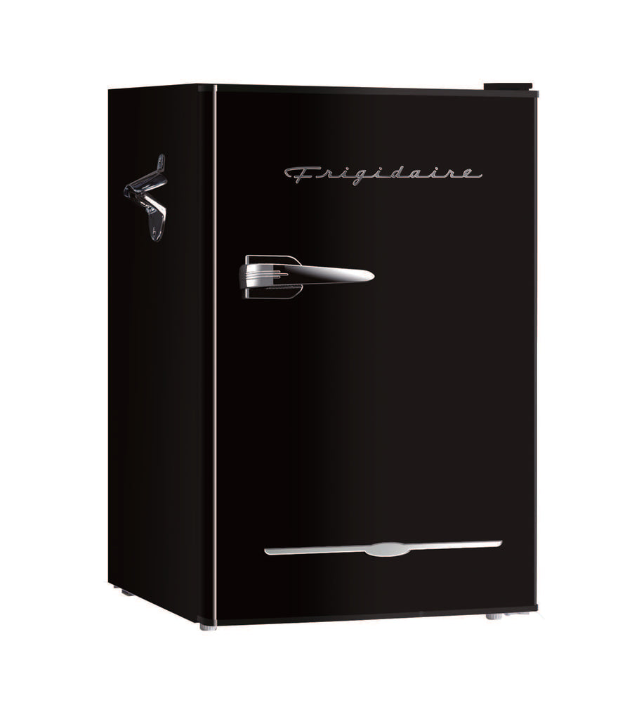 Frigidaire, 3.2 Cu. Ft. Retro Compact Refrigerator, Built-In Side Bottle Opener, Black