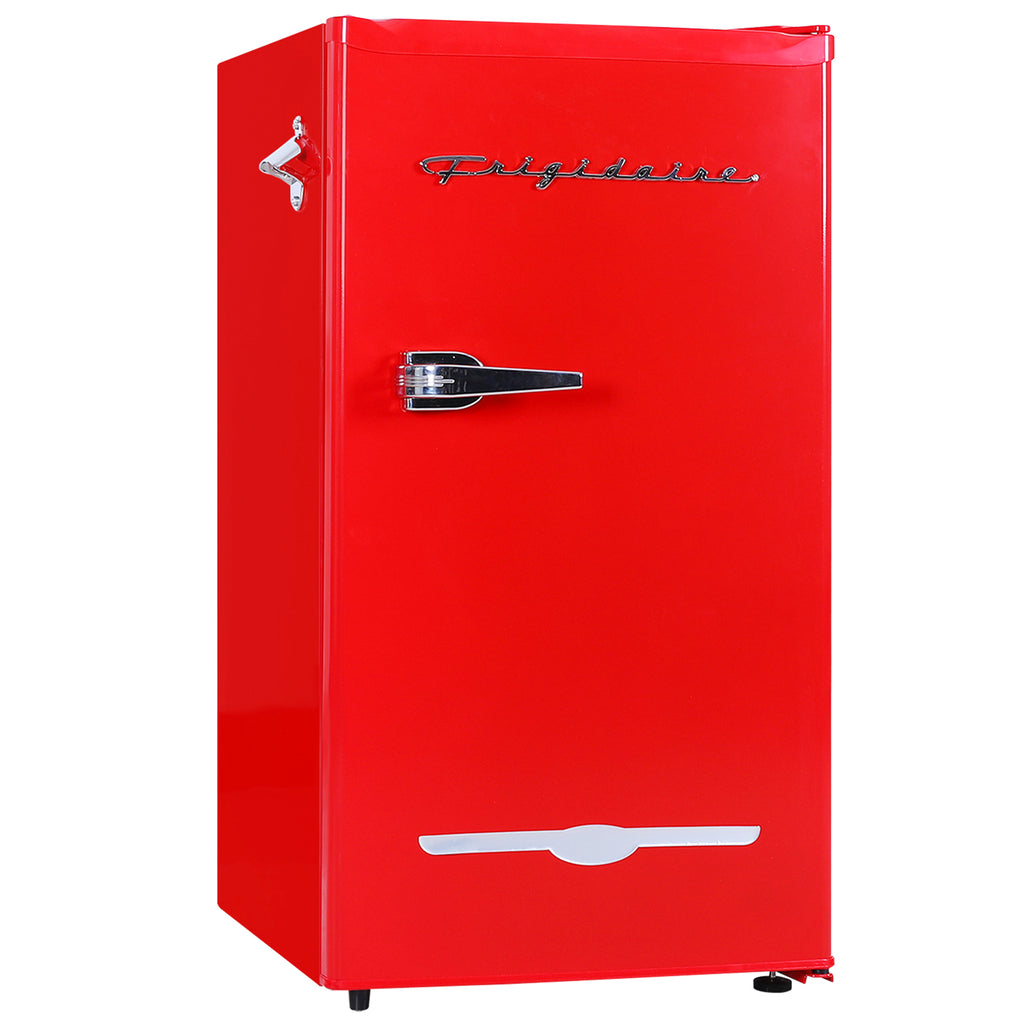Frigidaire, 3.2 Cu. Ft. Retro Compact Refrigerator, Built-In Side Bottle Opener, Red